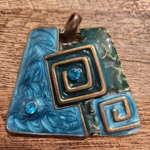 Fashion Jewelry Blue and Green Pendant 2x2